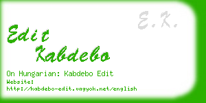 edit kabdebo business card